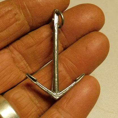 Anchor Pendant Necklace (St Jean Baptiste Design), Handcast Pewter Pendant on Adjustable Waxed Cord