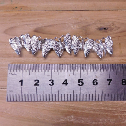 Butterfly Brooch (Five Butterflies Line Design), Handcast Pewter Brooch, Polished Finish