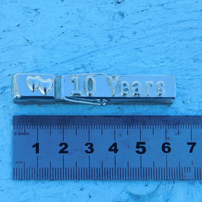 Tin anniversary, 10 Years Fridge Magnet, Handmade by William Sturt in Fine Pewter