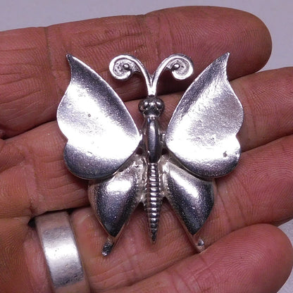 Butterfly Brooch (Decorative Design), Handcast Pewter, Polished Finish