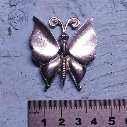 Butterfly Brooch (Decorative Design), Handcast Pewter, Polished Finish