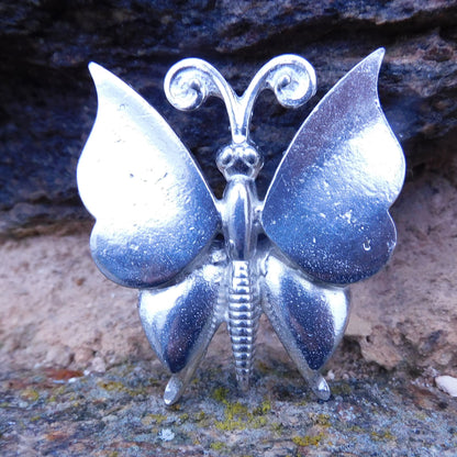 Butterfly Brooch (Decorative Design), Handcast Pewter, Polished Finish