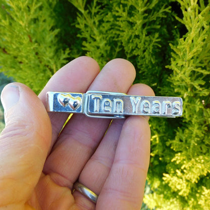 Ten Years Tin anniversary Fridge Magnet, Handmade by William Sturt in Fine Pewter