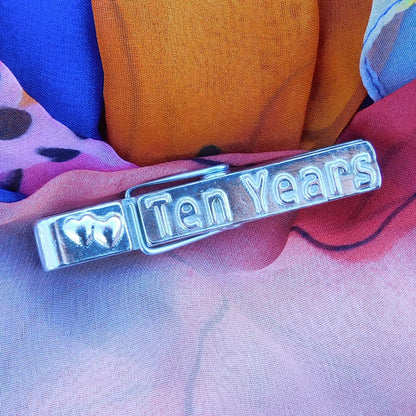 Ten Years Tin anniversary Peg Photo Holder, Handmade by William Sturt in Fine Pewter