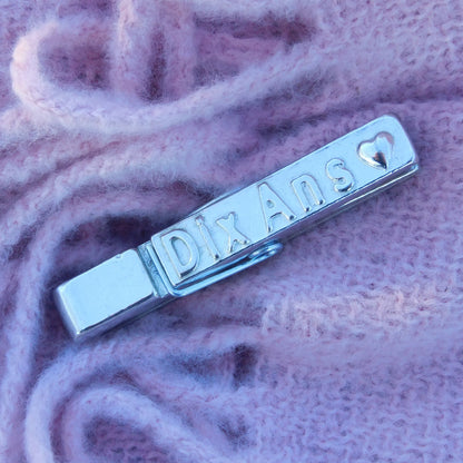 French Tin anniversary Peg Photo Holder, Dix Ans,  Handmade by William Sturt in Fine Pewter