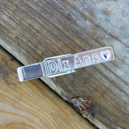 French Tin anniversary Peg Photo Holder, Dix Ans,  Handmade by William Sturt in Fine Pewter