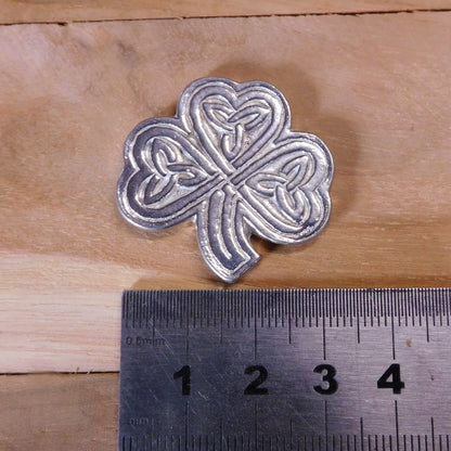Celtic Shamrock Brooch, Handcast Pewter, Polished Finish Sturt