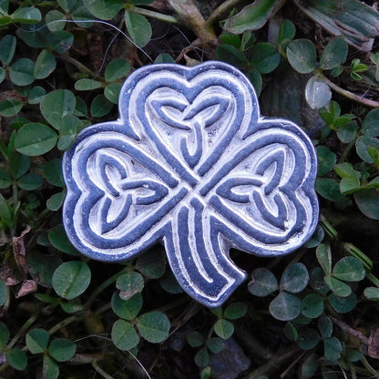Celtic Shamrock Brooch, Handcast Pewter, Polished Finish Sturt