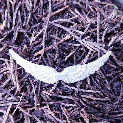 Angel Wings Brooch (Open), Handcast Pewter, Polished Finish