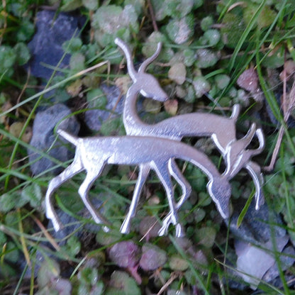 Antelope Brooch, Handcast Pewter, Polished Finish