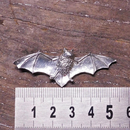 Bat Brooch, Handcast Pewter, Polished Finish