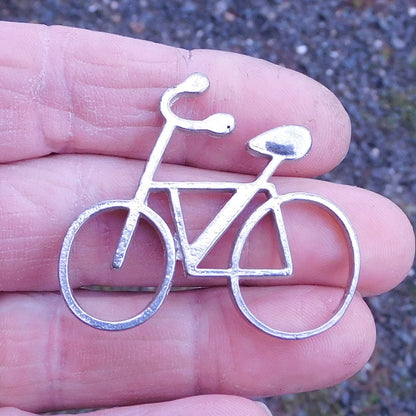 Bicycle Brooch, Handcast Pewter, Polished Finish
