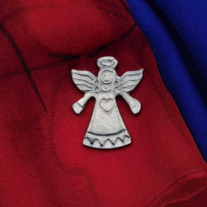 Angel Brooch, Handcast Pewter, Polished Finish