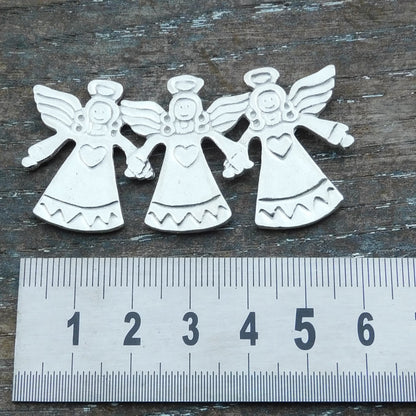Angel Brooch (Three Angels), Handcast Pewter, Polished Finish