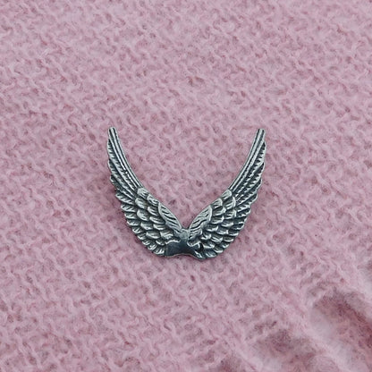Angel Wings Brooch, Handcast Pewter, Polished Finish
