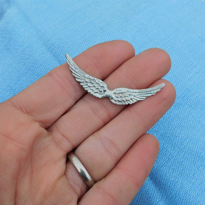 Angel Wings Brooch (Open), Handcast Pewter, Polished Finish