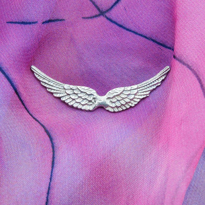 Angel Wings Brooch (Open), Handcast Pewter, Polished Finish
