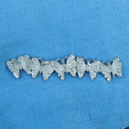 Butterfly Brooch (Five Butterflies Line Design), Handcast Pewter Brooch, Polished Finish