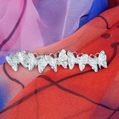 Butterfly Brooch (Five Butterflies Line Design), Handcast Pewter Brooch, Polished Finish