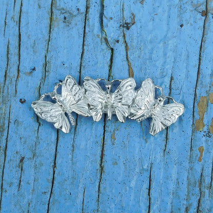 Three Butterflies Brooch, Gardeners Brooch, Butterfly Jewellery, Handmade in Fine Pewter by William Sturt