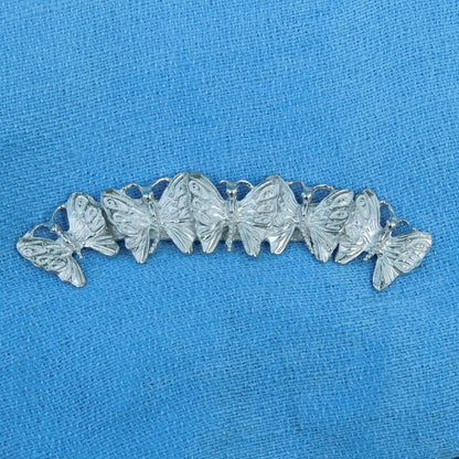 Butterfly Brooch (Five Butterflies Curved Design), Handcast Pewter Brooch, Polished Finish
