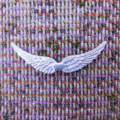 Angel Wings Brooch (Open), Handcast Pewter, Polished Finish