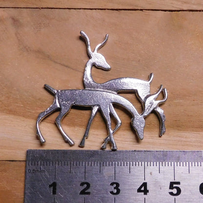 Antelope Brooch, Handcast Pewter, Polished Finish