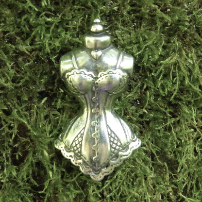 Bodice Brooch, Handcast Pewter, Polished Finish