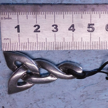 Triquetra Pendant Necklace (Triangular Design), Handcast Pewter Pendant on Adjustable Waxed Cord