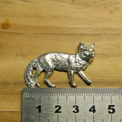 Fox Brooch, Handcast Pewter Brooch, Polished Finish