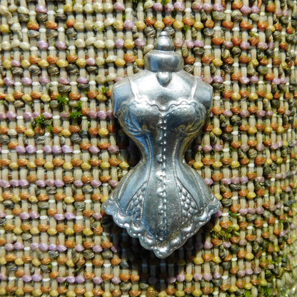 Bodice Brooch, Handcast Pewter, Polished Finish