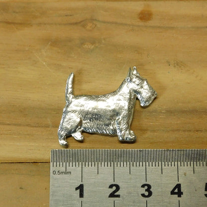 Scottish Terrier Brooch, Handcast Pewter, Polished Finish