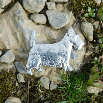 Scottish Terrier Brooch, Handcast Pewter, Polished Finish