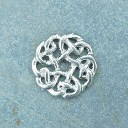 Celtic Knot Brooch (Round Knot), Handcast Pewter, Polished Finish