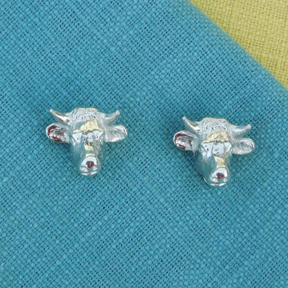 Bull Head Cufflinks, Handcast Pewter Cufflinks, Polished Finish
