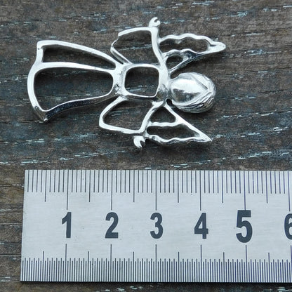 Angel Brooch (Open Design), Handcast Pewter, Polished Finish