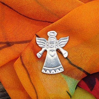 Angel Brooch, Handcast Pewter, Polished Finish