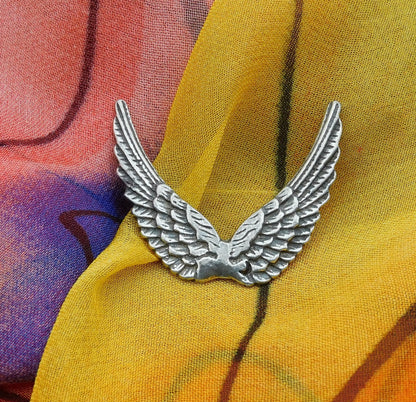 Angel Wings Brooch, Handcast Pewter, Polished Finish