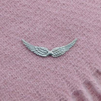 Angel Wings Brooch (Open), Handcast Pewter, Polished Finish
