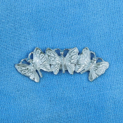 Three Butterflies Brooch, Gardeners Brooch, Butterfly Jewellery, Handmade in Fine Pewter by William Sturt