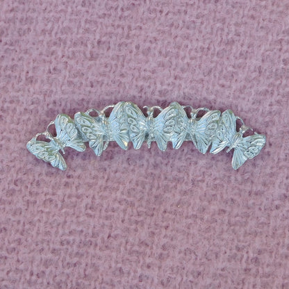 Butterfly Brooch (Five Butterflies Curved Design), Handcast Pewter Brooch, Polished Finish
