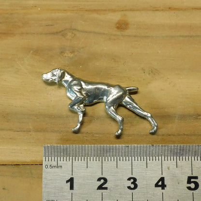 Pointer Dog Brooch, Handcast Pewter, Polished Finish