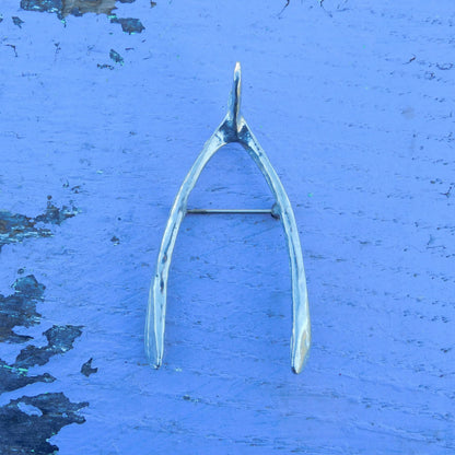 Wishbone Brooch, Handcast Pewter, Polished Finish