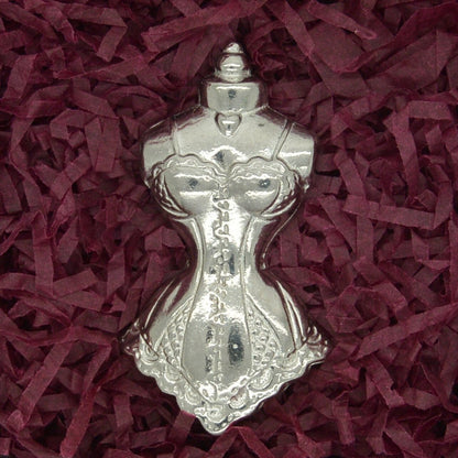 Bodice Brooch, Handcast Pewter, Polished Finish