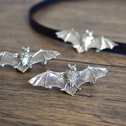 Bat Brooch, Handcast Pewter, Polished Finish