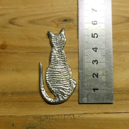 Cat Brooch, (Sitting Design), Handcast Pewter, Polished Finish