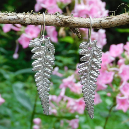 Handcrafted 10th Wedding Anniversary Tin Fern Leaf Earrings | Eco-Friendly Jewelry
