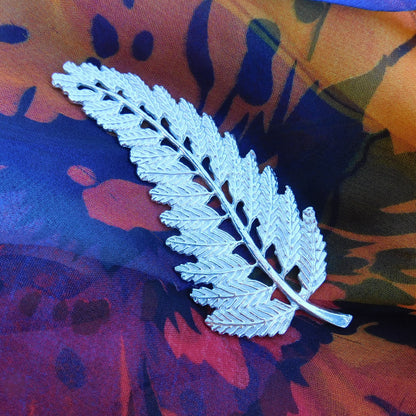 Fern Leaf Brooch, Handcast Pewter, Polished Finish