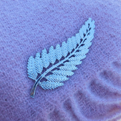 Fern Leaf Brooch, Handcast Pewter, Polished Finish