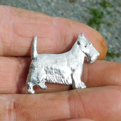 Scottish Terrier Brooch, Handcast Pewter, Polished Finish